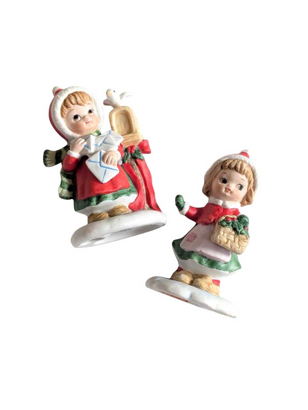 Vintage Lefton Christmas Figurines - Hand-Painted Bisque